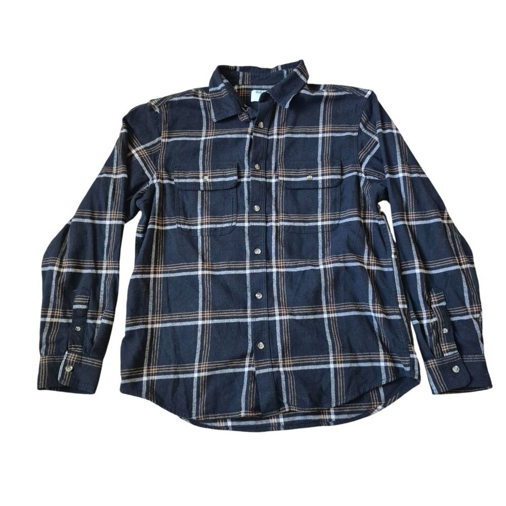 Old Navy Women's Double-Brushed Size L Plaid Button Down Shirt Fall Comfy Cozy